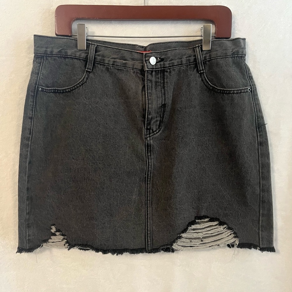 Chelsea & Violet dark distressed denim mini skirt! Never worn